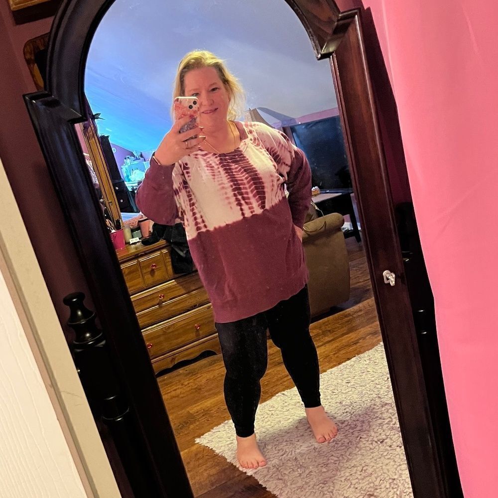 The Lounge Life Weekend Sweatshirt 1XL Tye-dyed Pink & White Over Sized